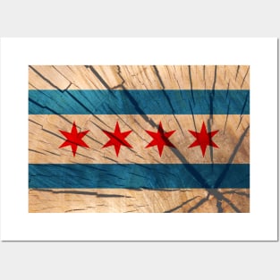 Chicago Wood Flag Posters and Art